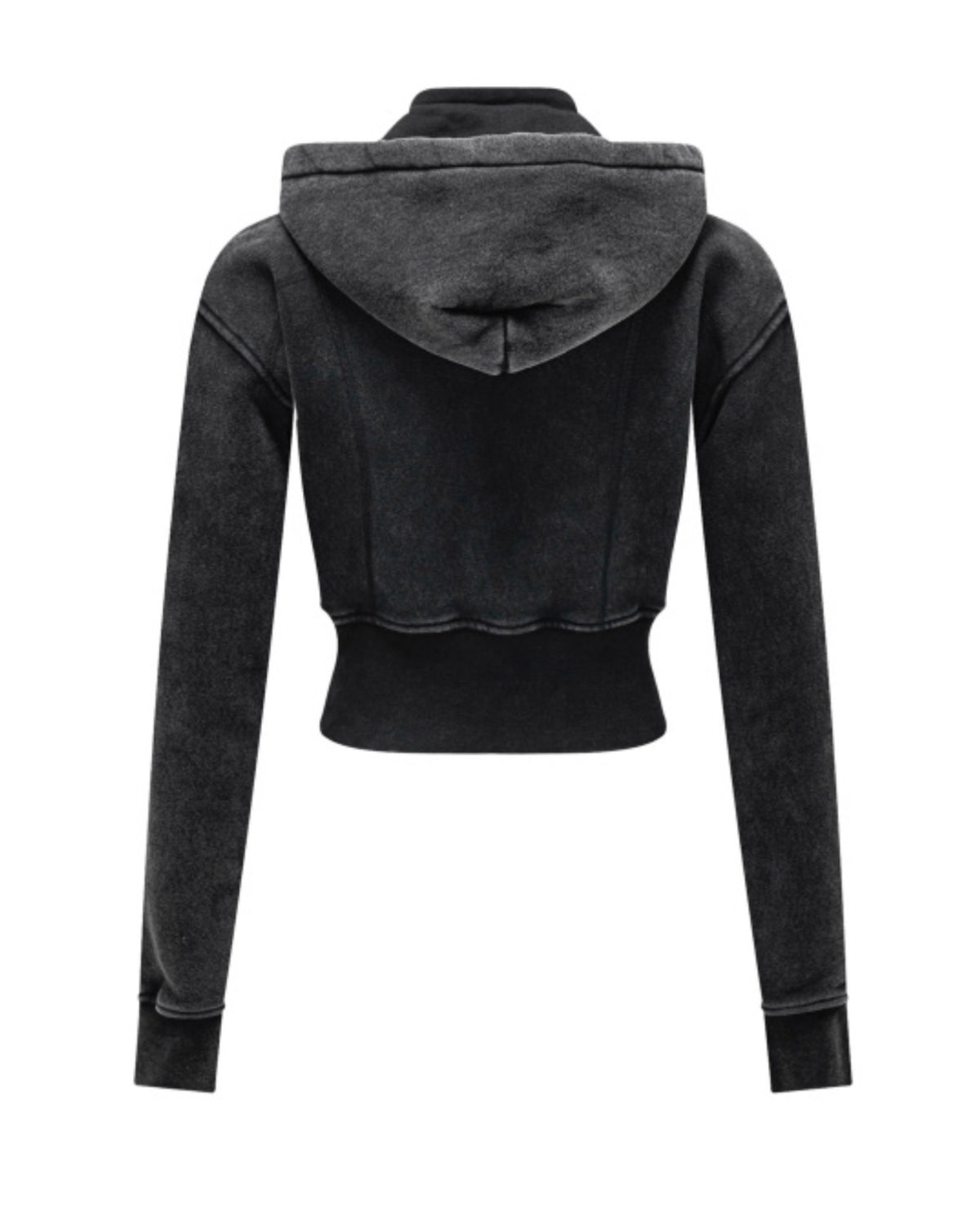 Angel Cropped Hoodie-Black